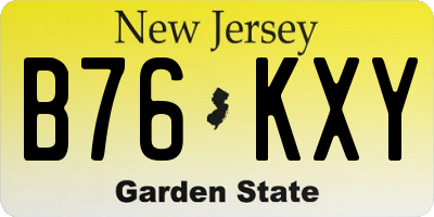NJ license plate B76KXY