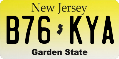 NJ license plate B76KYA