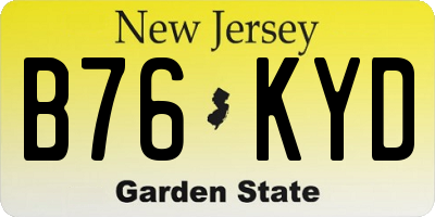 NJ license plate B76KYD