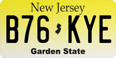 NJ license plate B76KYE