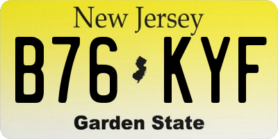 NJ license plate B76KYF