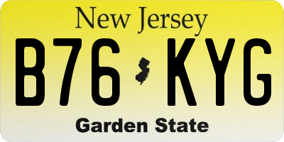 NJ license plate B76KYG