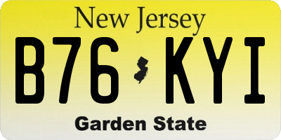 NJ license plate B76KYI