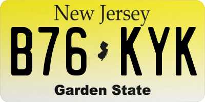 NJ license plate B76KYK