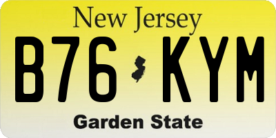 NJ license plate B76KYM