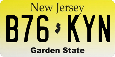 NJ license plate B76KYN