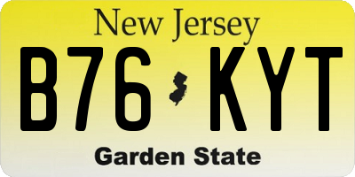 NJ license plate B76KYT