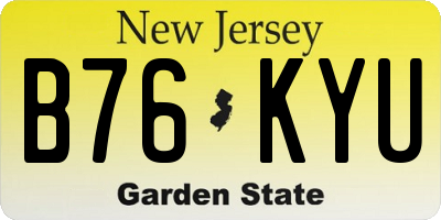 NJ license plate B76KYU