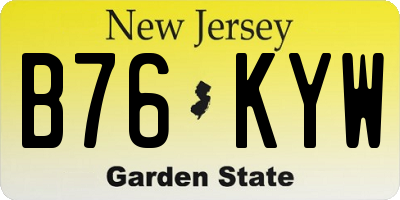 NJ license plate B76KYW