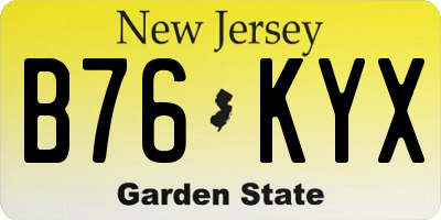 NJ license plate B76KYX