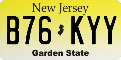 NJ license plate B76KYY