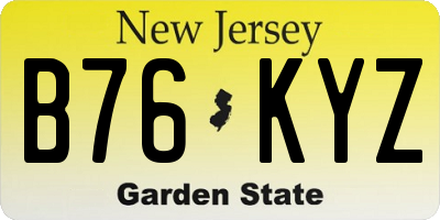 NJ license plate B76KYZ