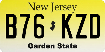NJ license plate B76KZD