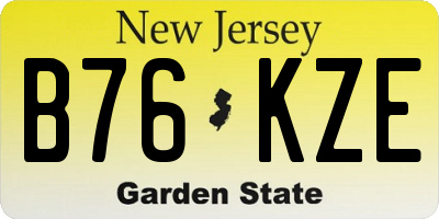 NJ license plate B76KZE