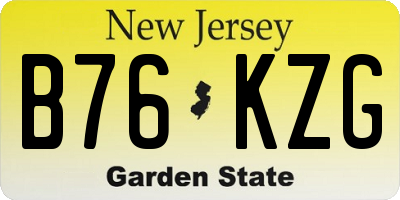 NJ license plate B76KZG