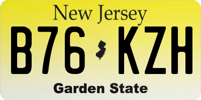 NJ license plate B76KZH