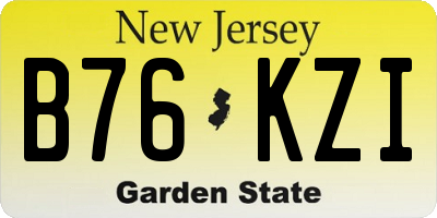 NJ license plate B76KZI