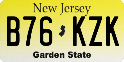 NJ license plate B76KZK