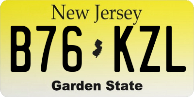 NJ license plate B76KZL