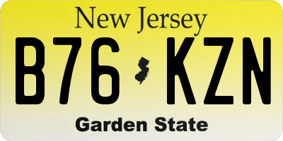 NJ license plate B76KZN