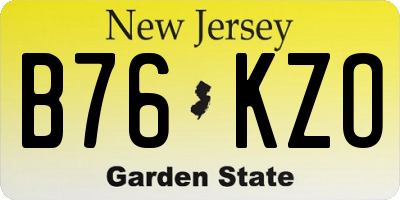 NJ license plate B76KZO