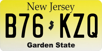 NJ license plate B76KZQ