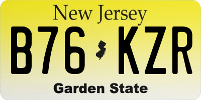 NJ license plate B76KZR