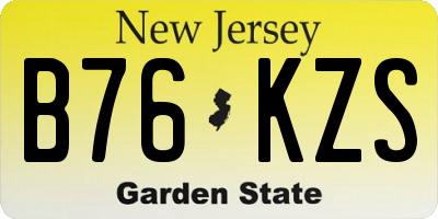 NJ license plate B76KZS