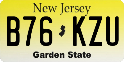 NJ license plate B76KZU