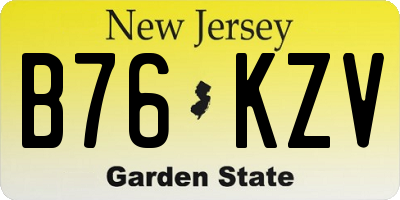 NJ license plate B76KZV