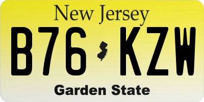 NJ license plate B76KZW