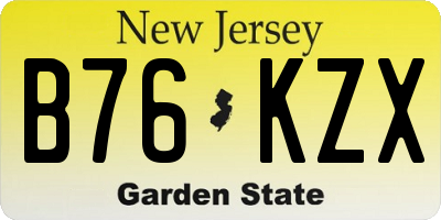 NJ license plate B76KZX