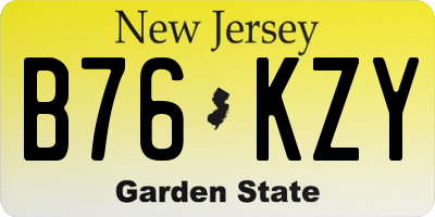 NJ license plate B76KZY