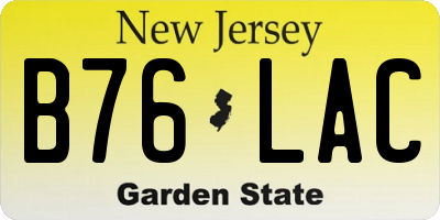 NJ license plate B76LAC