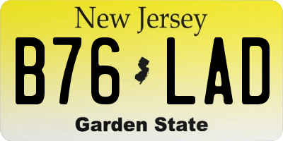 NJ license plate B76LAD