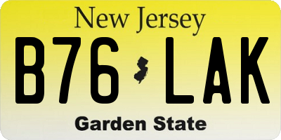 NJ license plate B76LAK