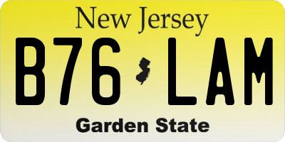NJ license plate B76LAM