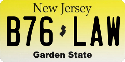 NJ license plate B76LAW