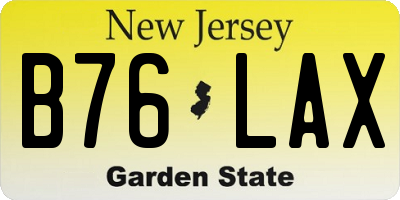 NJ license plate B76LAX