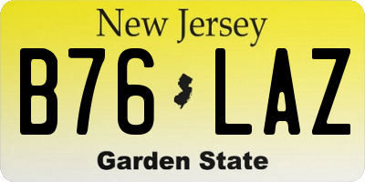 NJ license plate B76LAZ