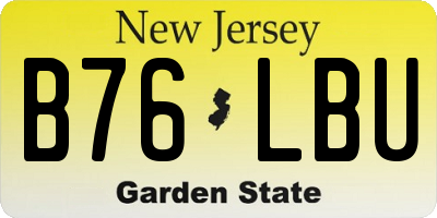 NJ license plate B76LBU