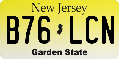 NJ license plate B76LCN
