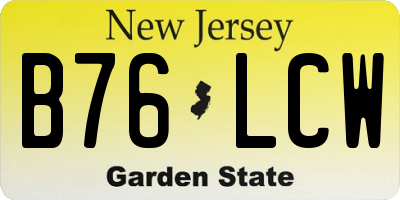NJ license plate B76LCW