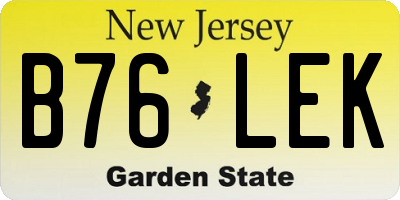 NJ license plate B76LEK