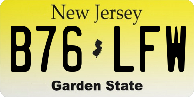 NJ license plate B76LFW