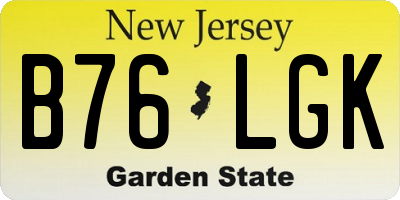 NJ license plate B76LGK