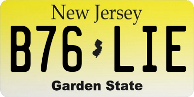 NJ license plate B76LIE