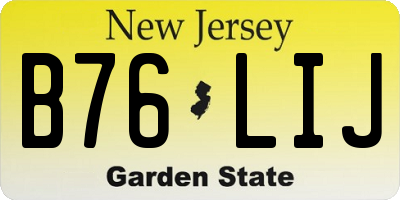 NJ license plate B76LIJ