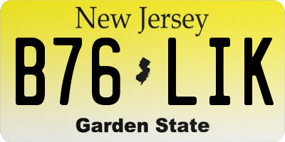 NJ license plate B76LIK
