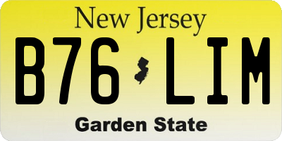 NJ license plate B76LIM
